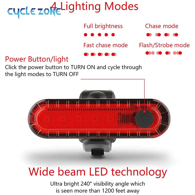 Rechargeable Front and Rear Bike Light Set for Safety