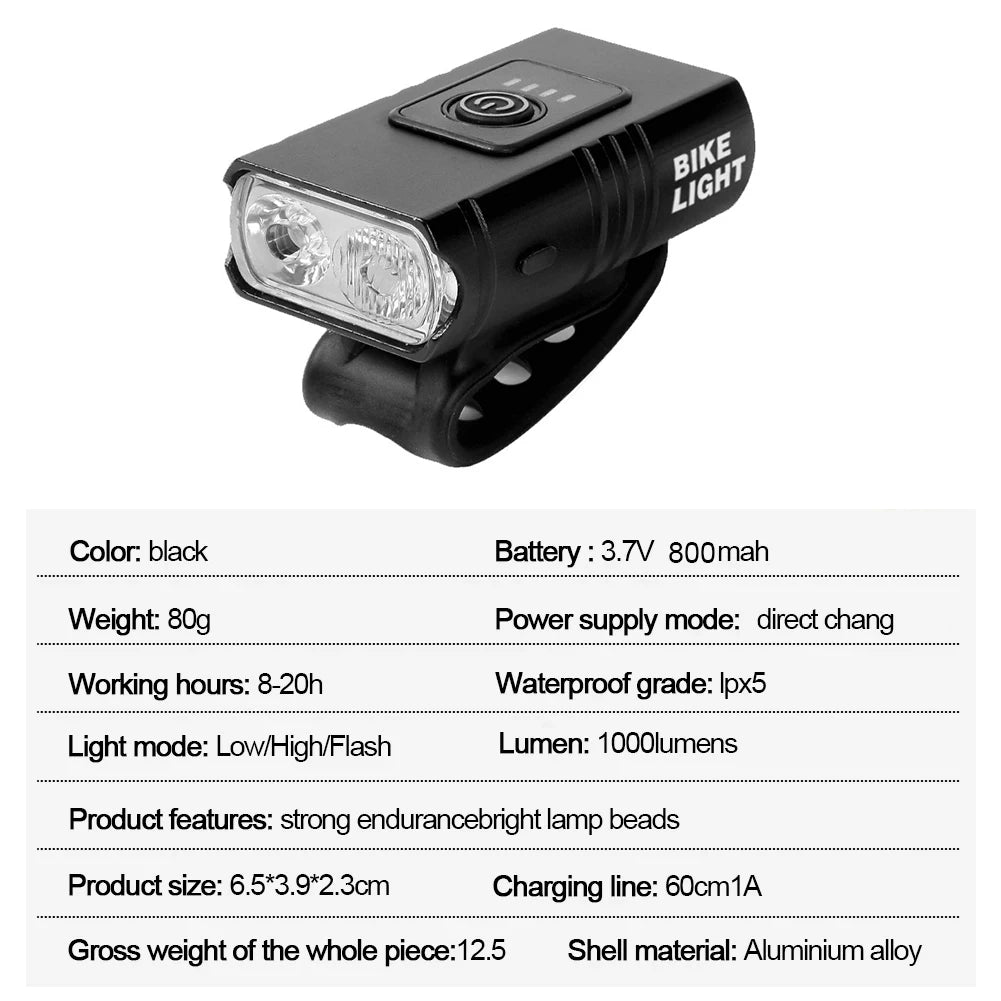 Rechargeable Front and Rear Bike Light Set for Safety