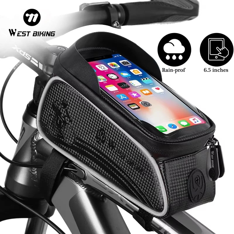 Weatherproof Your Journey: Durable Bike Bag with Phone Touch Access