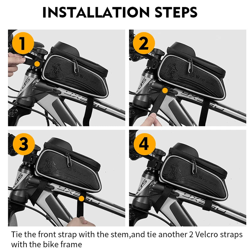 Weatherproof Your Journey: Durable Bike Bag with Phone Touch Access