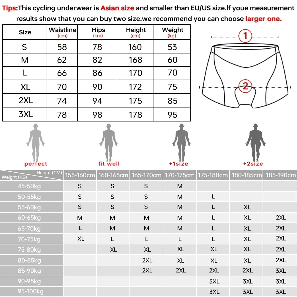 X-TIGER 5D Gel Padded Breathable Shockproof Cycling Underwear Shorts